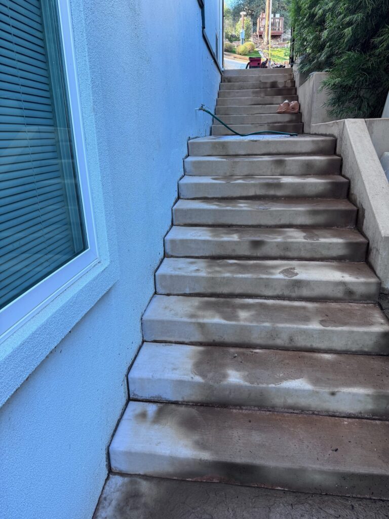 before stair cleaning and staining work
